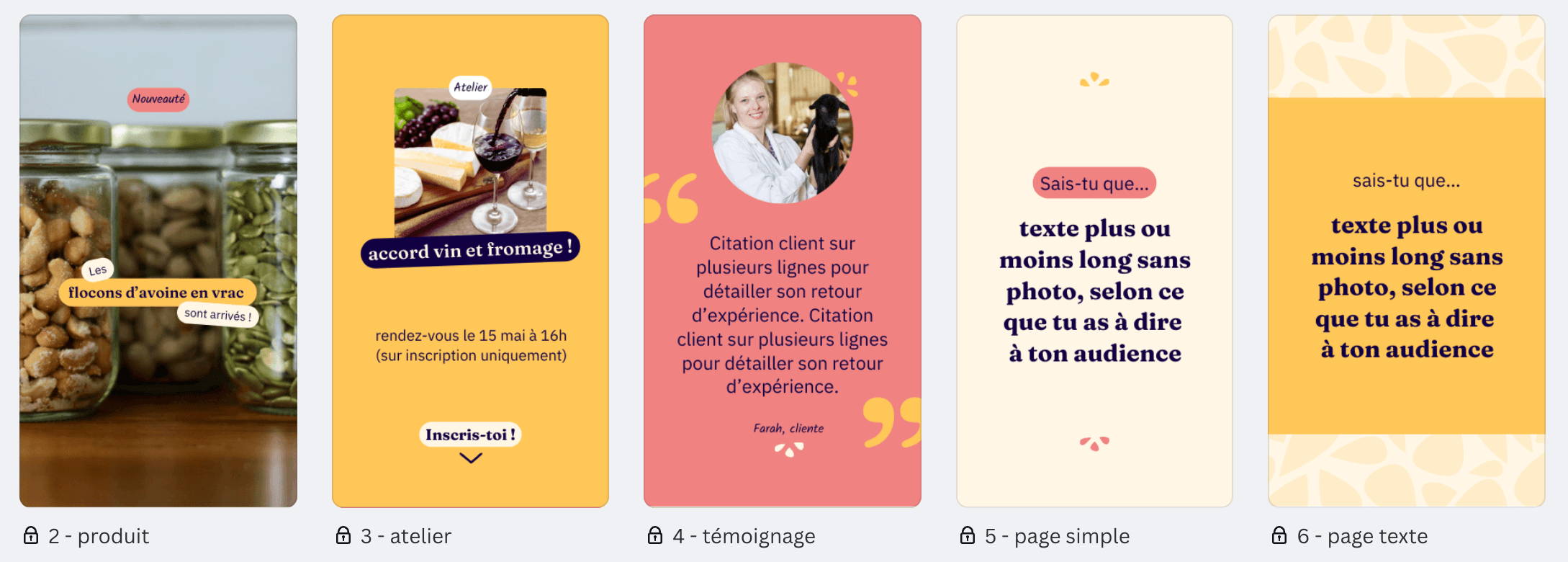 Ensemble de modèles pour publier en stories Instagram.