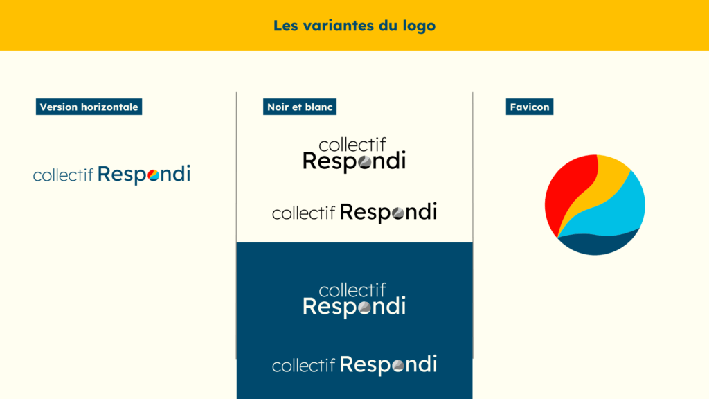 les variantes du logo du collectif Respondi