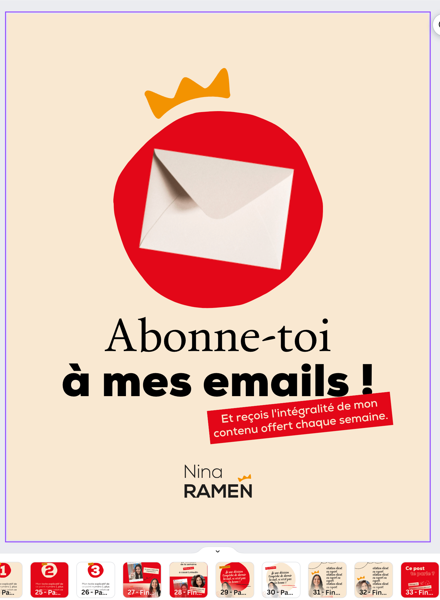 Page d'appel à l'action pour s'abonner à ses mails.