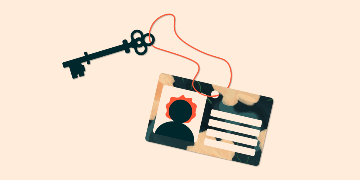 Illustration de l'article : sur une vieille clé en métal est accroché un porte-clef. Ce porte-clef représente une carte d'identité.