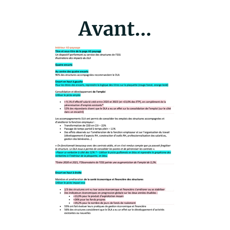 avant le travail de mise en page, un texte word