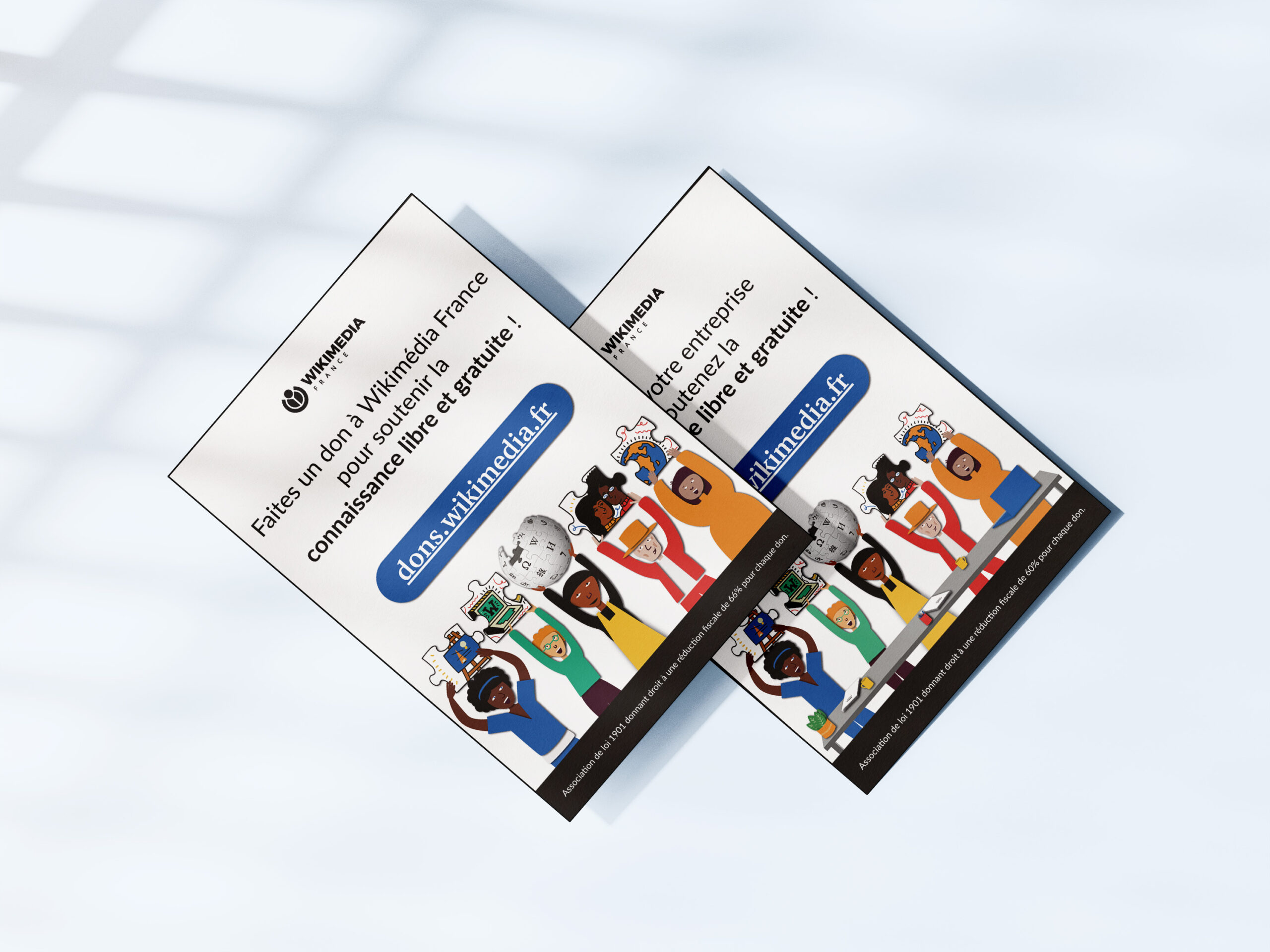 affiches pour la campagne de dons de Wikimédia.