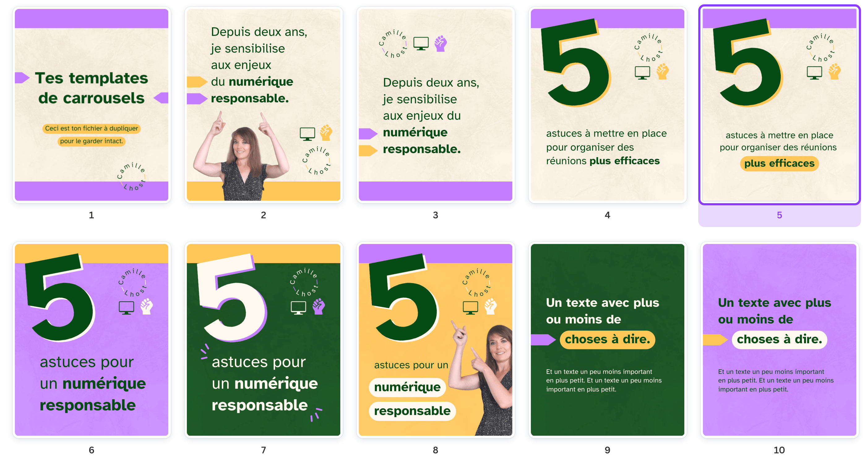 Des pages de titre pour des carrousels Linkedin percutants.